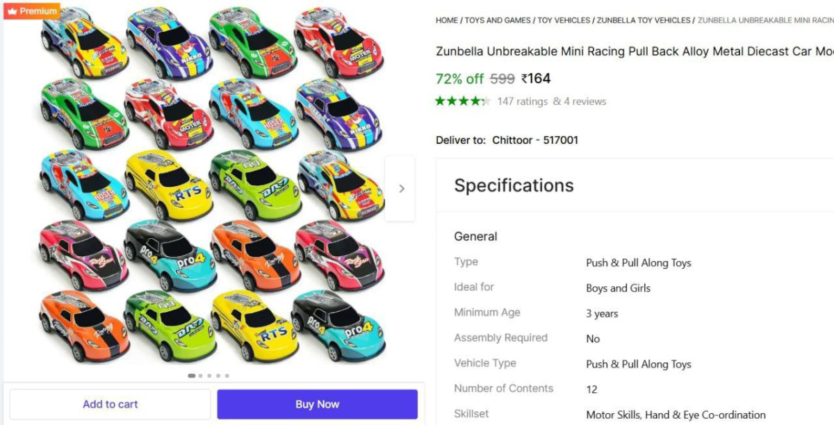 (pack Of 12) Mini Racing Pull Back Diecast Cars 164 – Best Price in India
