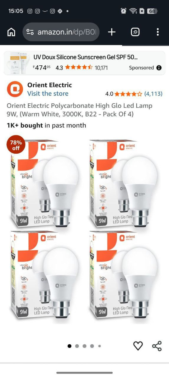 Pack Of 4 Orient Electric 9w Led Bulb 159 – Best Price in India