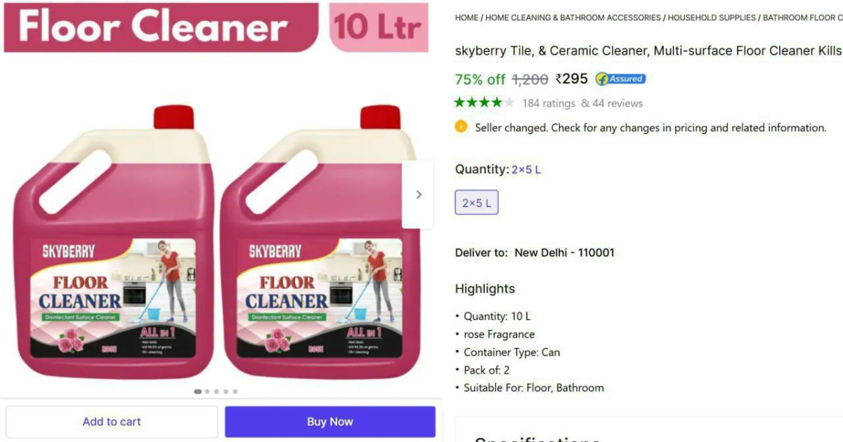 Skyberry Floor Cleaner 10 Liter 295 – Best Price in India