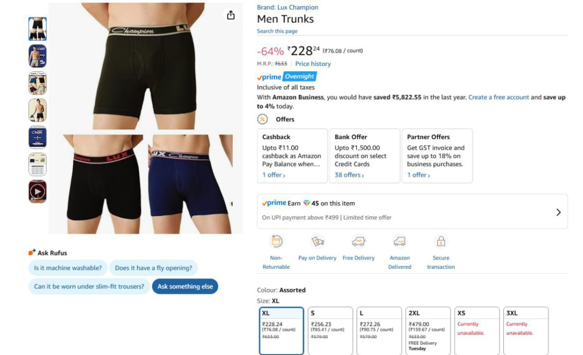 Men S 100 Super Combed Cotton Trunks Pack Of 3 228 – Best Price in India
