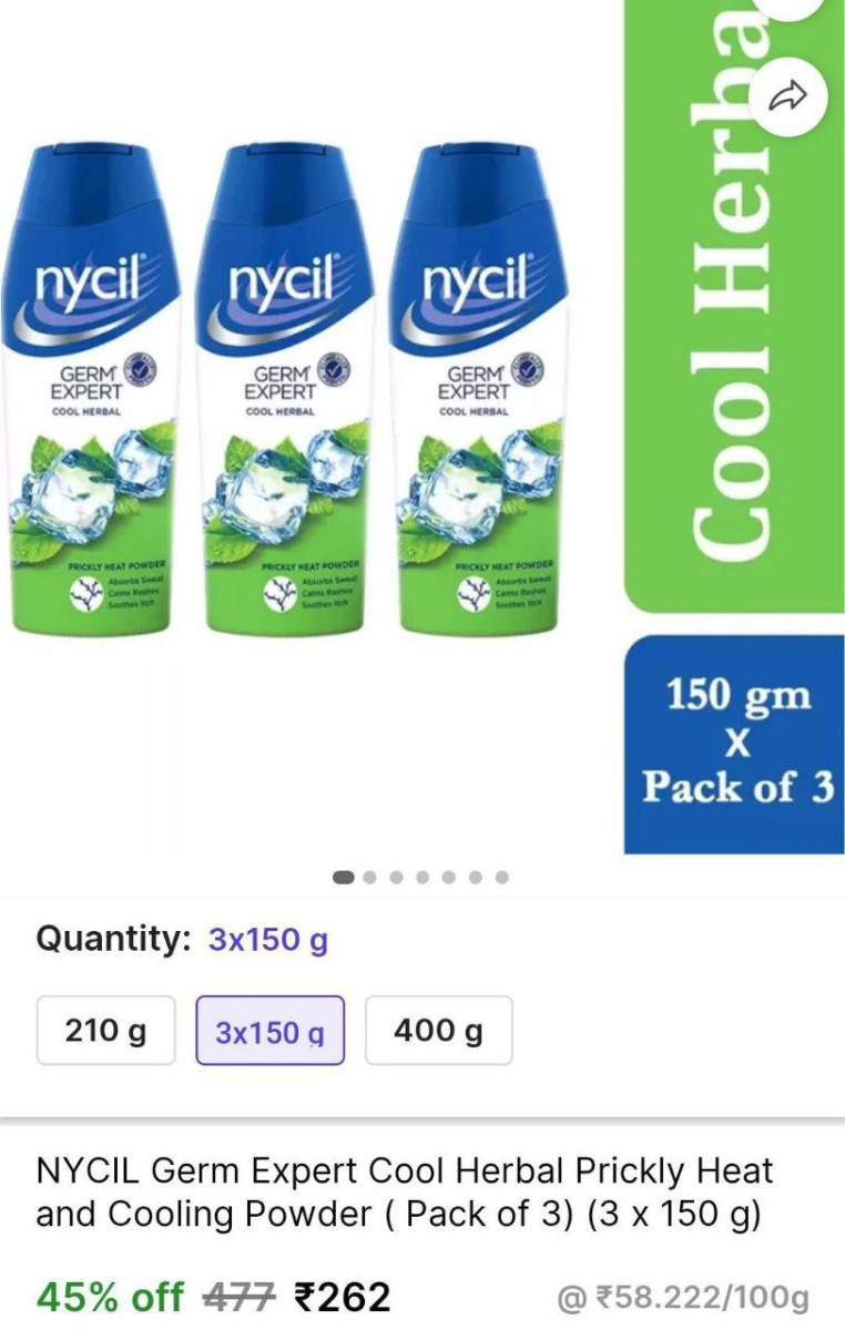 Nycil Cool Herbal Powder 3x150g 262 – Best Price in India