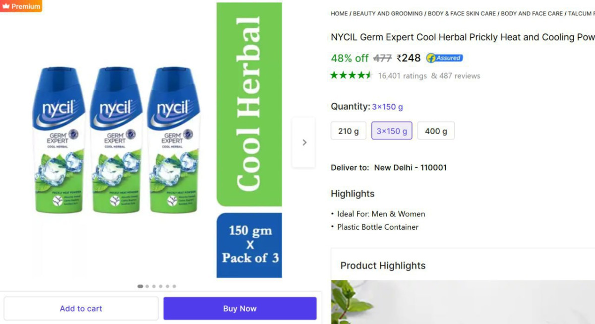 Nycil Cool Herbal Powder 3x150g 248 – Best Price in India