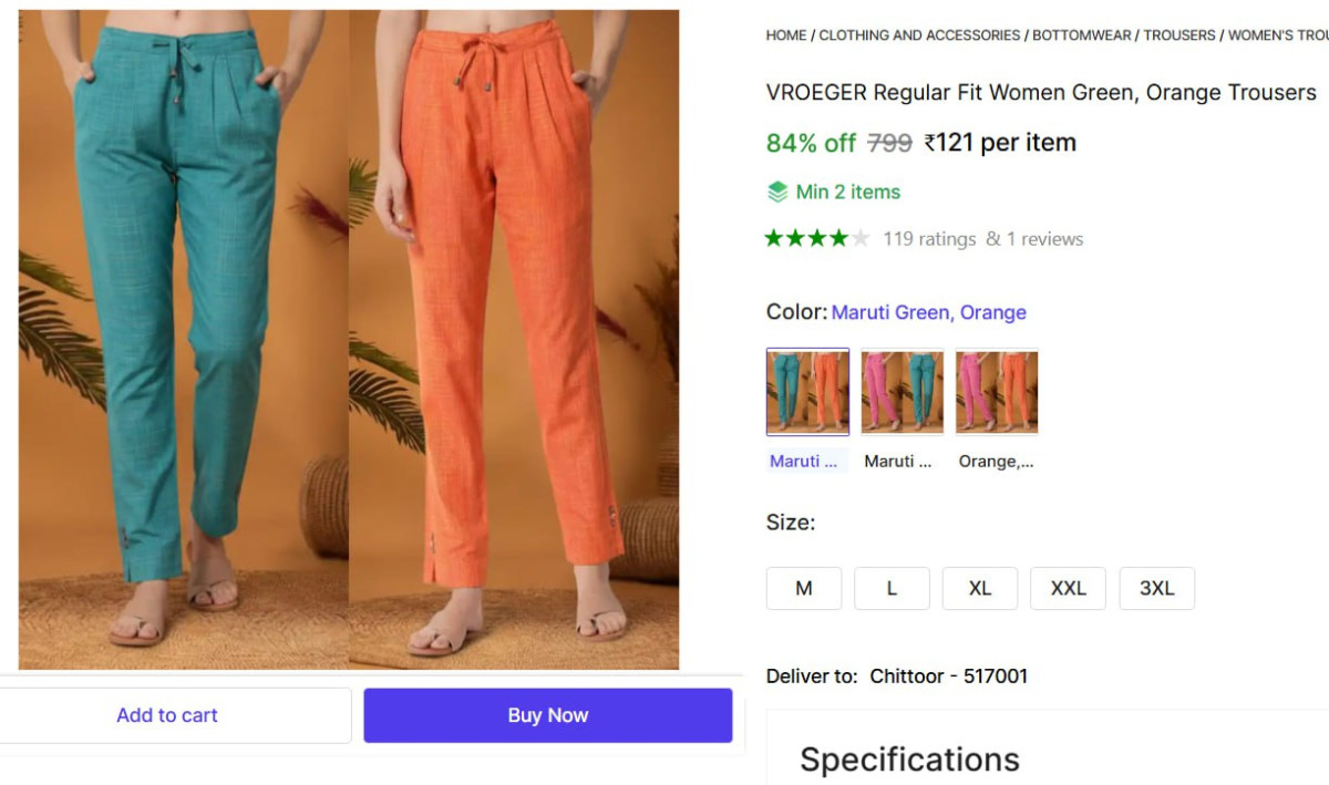 Women Regular Fit Trousers 121 Min 2 Buy – Best Price in India