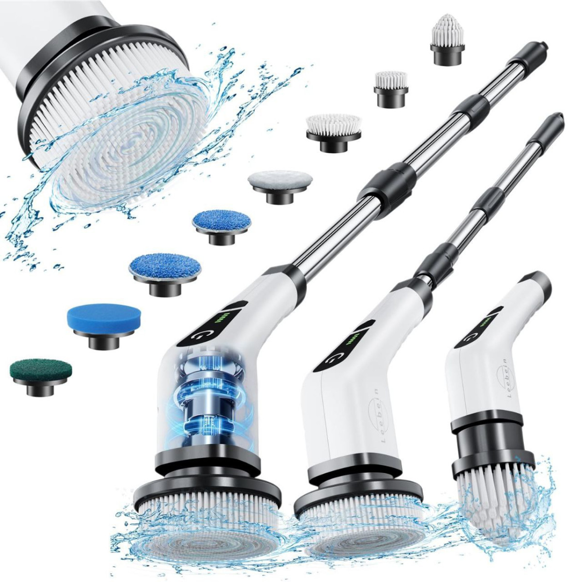 Electric Spin Scrubber Leebein Cordless Cleaning Brush With 8 Replaceable B