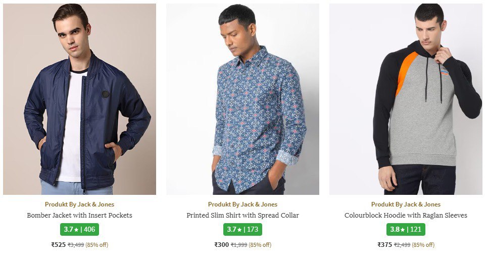 Ajio Loot Flat 85 On Jack Jones Clothing 75 On Uspa Clothing Men Women Boys