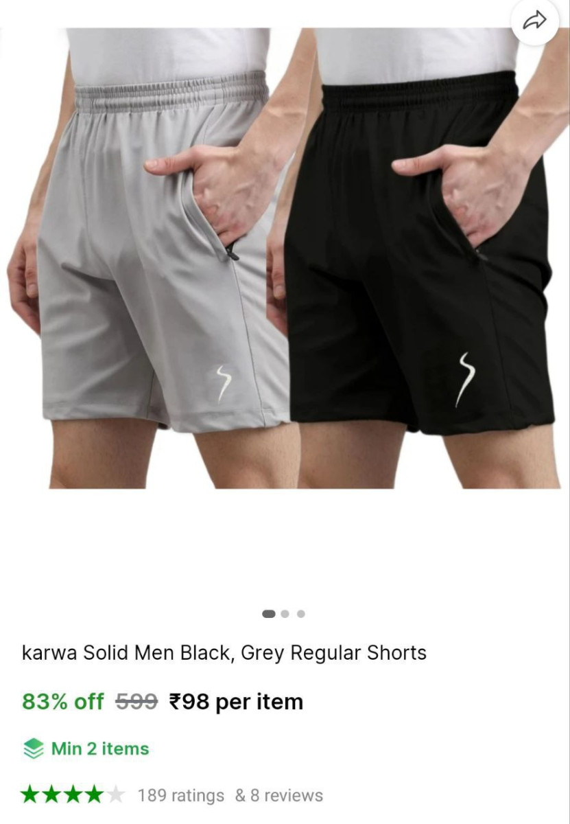 Men S Regular Shorts 98check Min Buy Quantity – Best Price in India
