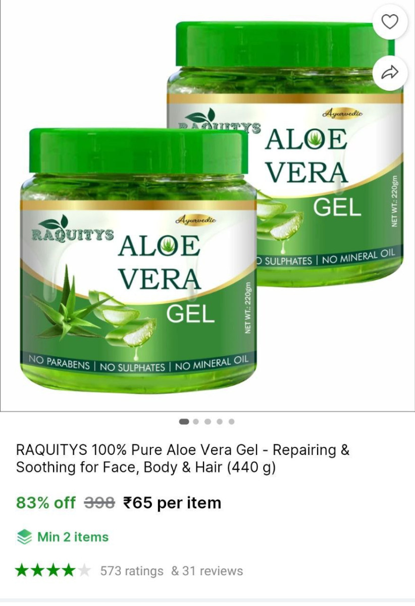 Aloe Vera Gel 65 Min Buy - 2 – Best Price in India
