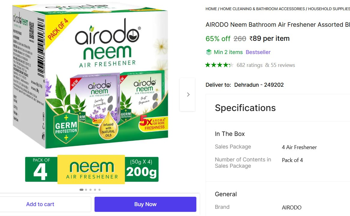 Bathroom Air Freshener (4 X 50g) 89 – Best Price in India