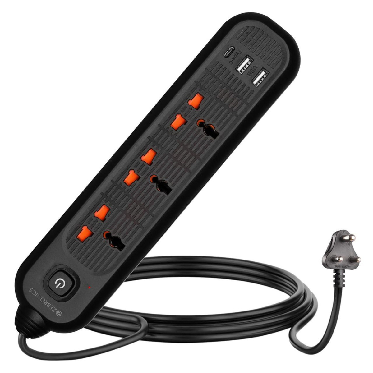 Zebronics Power Bar 132 Extension Board Strip 2000 Watts 10 Amps 1x Type C 