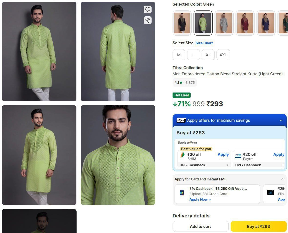 Men Embroidered Straight Kurta 293 – Best Price in India