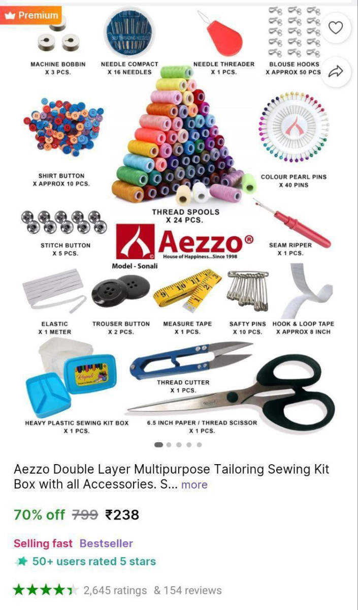Multipurpose Tailoring Sewing Kit Box 238 – Best Price in India