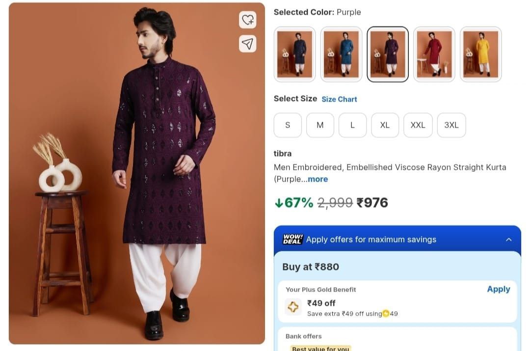 Grab Kurta 976 Check All Colours – Best Price in India