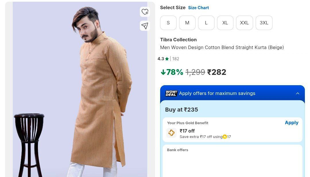 Men Cotton Kurta 282all Size Available – Best Price in India