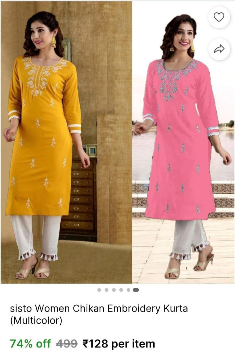 Shopsy Women Chikan Embroidery Kurta 128 – Best Price in India