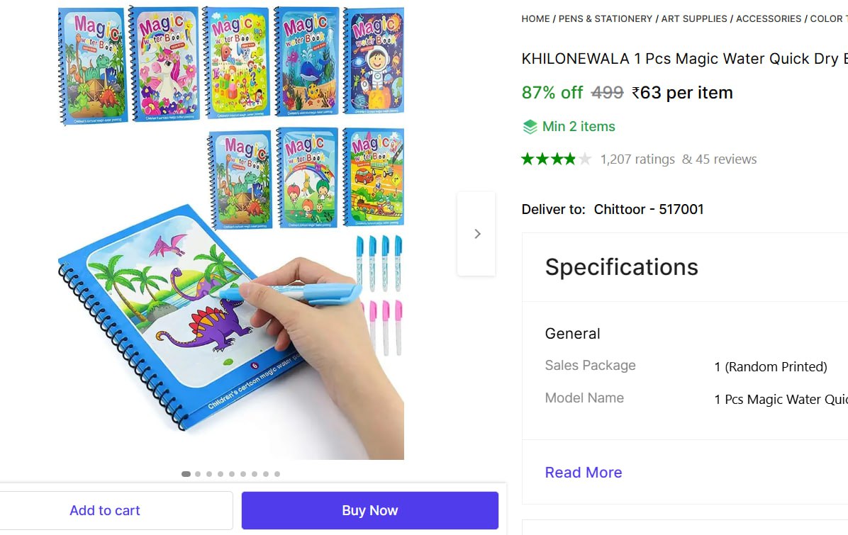 Pcs Magic Water Quick Dry Book 63 – Best Price in India