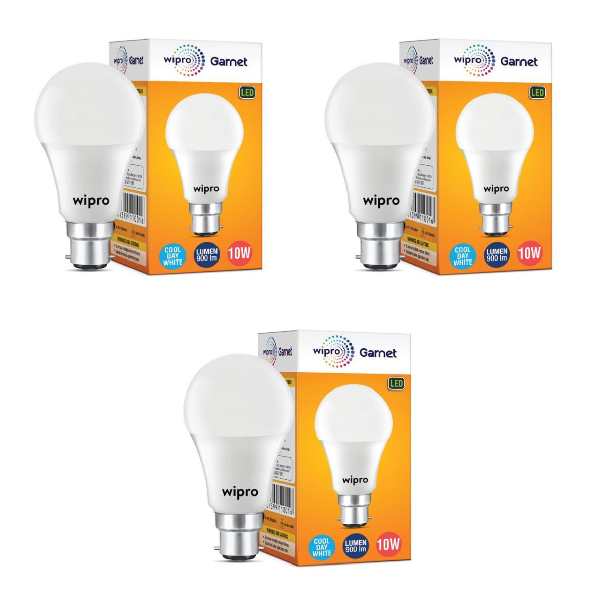 Wipro Garnet 10w Led Bulb For Home Office Cool Day White (6500k) B22 Base P