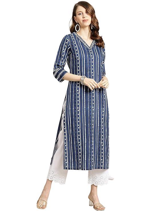 Rytras Womens Cotton Straight Fit Printed Kurta 419 – Best Price in India