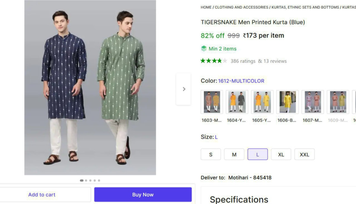 Men Printed Kurta 173 Min 2 Buy – Best Price in India