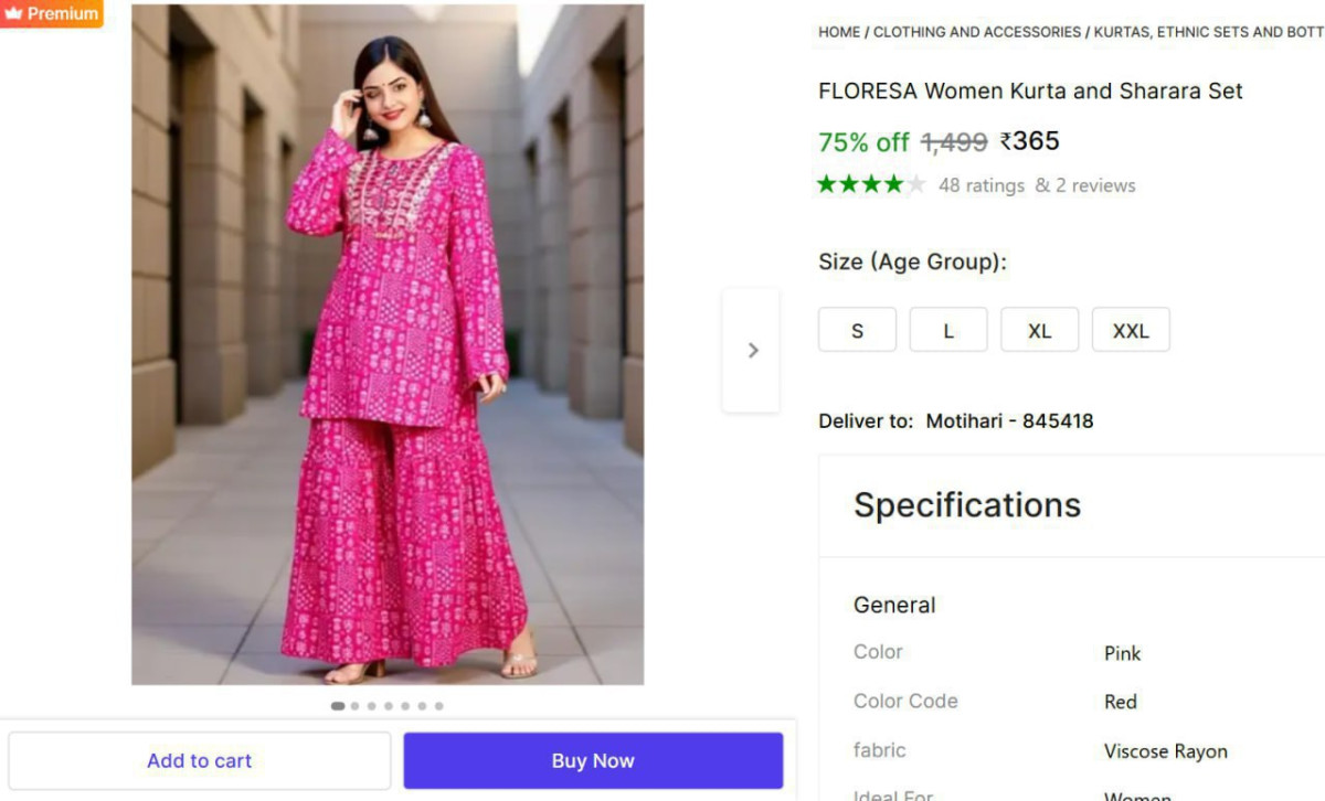 Women Kurta And Sharara Set 365 – Best Price in India