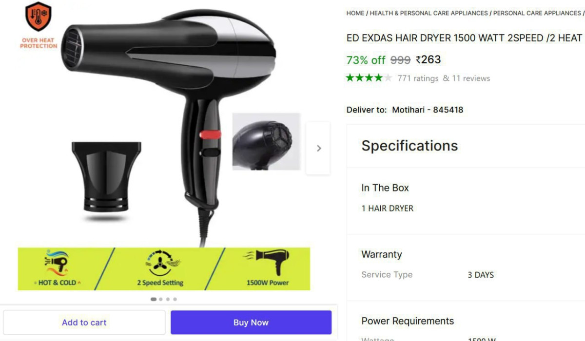 Shopsy 1500 W Hair Dryer 263 – Best Price in India