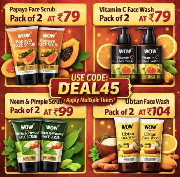 Ondc 89 Wow Skin Science Products Use Code Deal45 Apply Multiple Times Papa