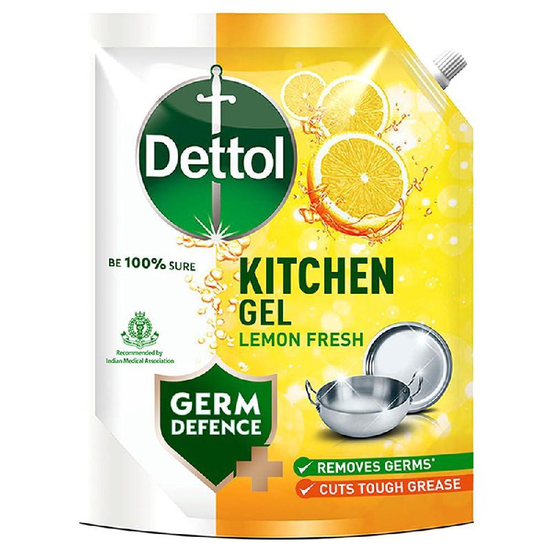 Dettol Dishwash Liquid And Kitchen Gel Cuts Tough Grease 1500ml (refill Pac