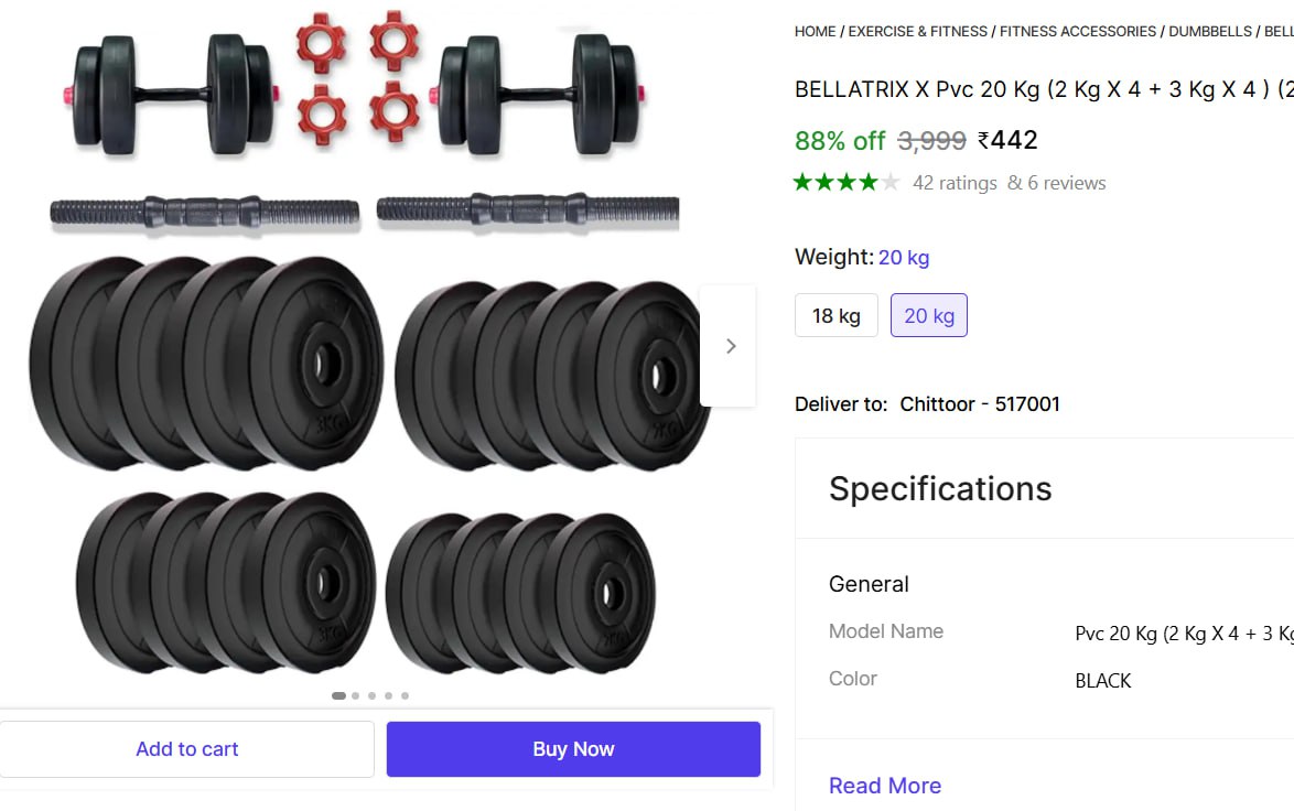 Adjustable Dumbbell (20 Kg) 442 – Best Price in India