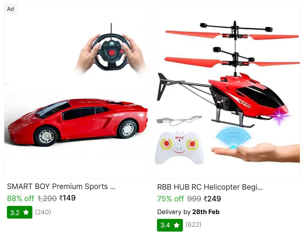 Remote Control Car At 149remote Control Helicopter At 249more – Best Price 