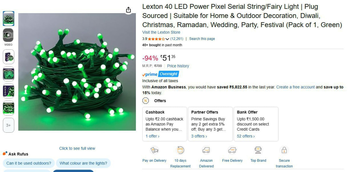 Lexton 40 Led Power Pixel Serial String 51min Buy 2 Extra 5 – Best Price in