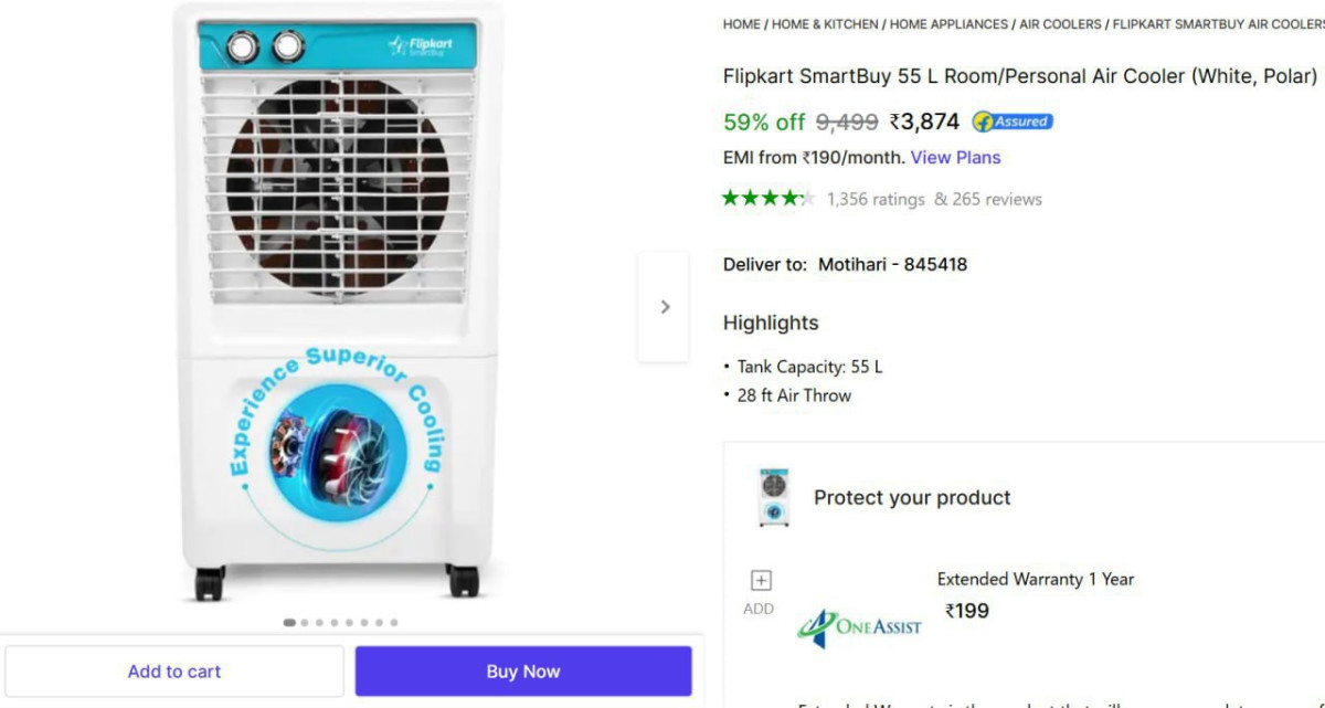 L Room Personal Air Cooler At 3874 – Best Price in India