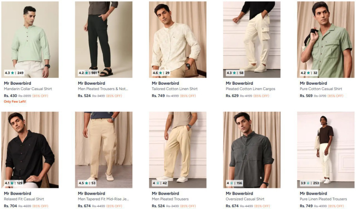 Myntra 85 On Mr Bowerbird Men S Clothing Flat 70-78 On Amante Women Innerwe