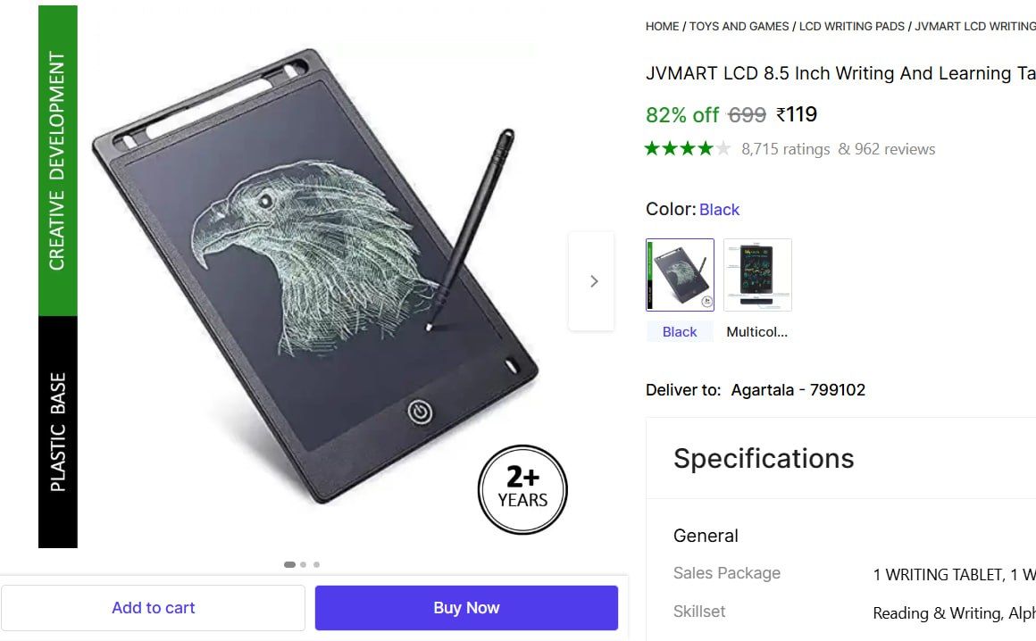 Lcd Writing Pad (8 5inch) At 119 – Best Price in India