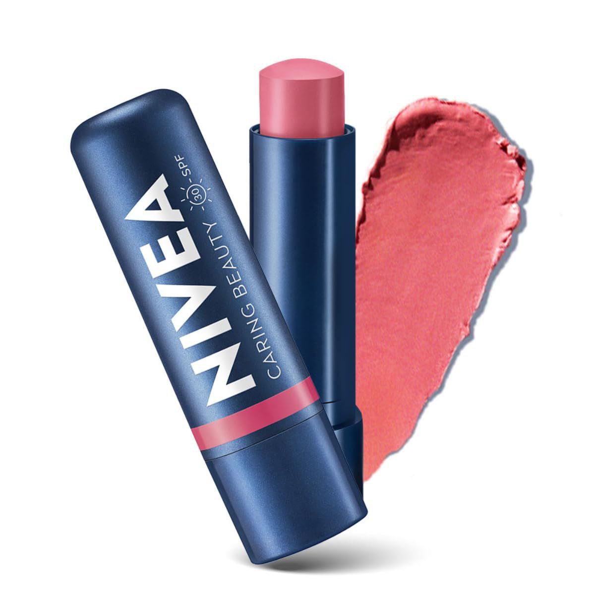 Nivea Lip Caring Beauty Rose Lip Balm Lip Cheek Tint With Spf 30 Min Odr Qt