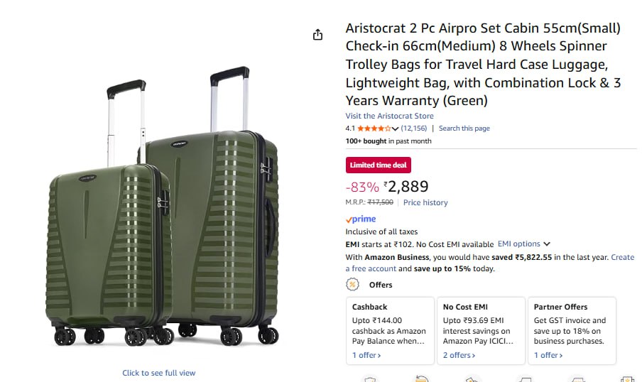 Aristocrat Luggage Set Of 2 2889 – Best Price in India
