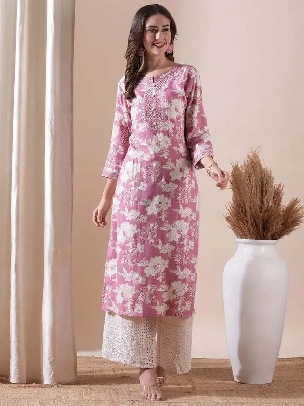 Prisca Women Floral Print Viscose Rayon Straight Kurta (multicolor) 296 – B