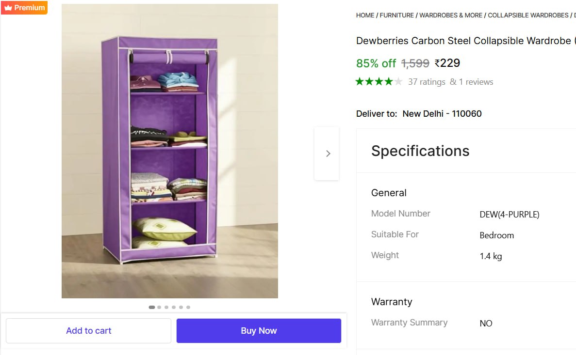 Collapsible Wardrobe 229 – Best Price in India