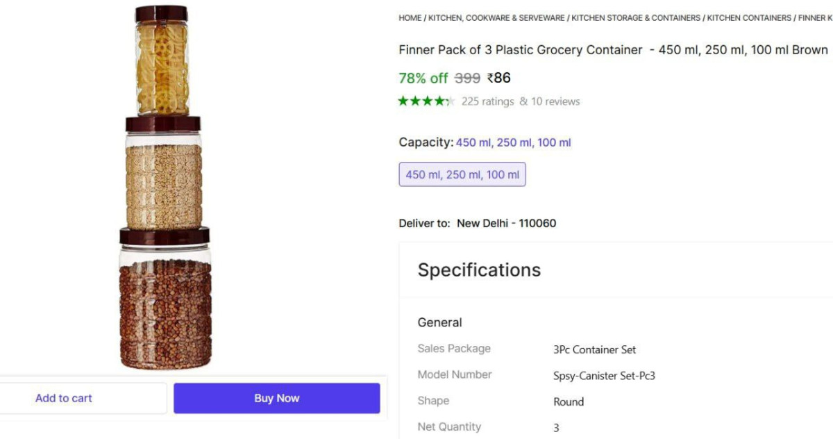 Pack Of 3 Grocery Container 86 – Best Price in India