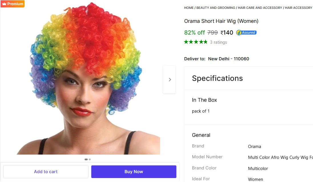 Colorful Holi Party Wig 140 – Best Price in India