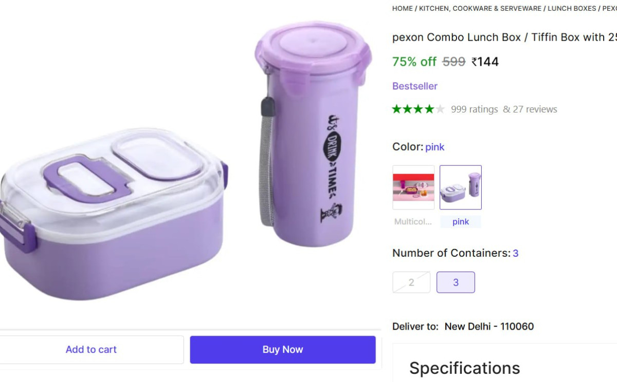 Lunch Box With Bottle At 144 – Best Price in India