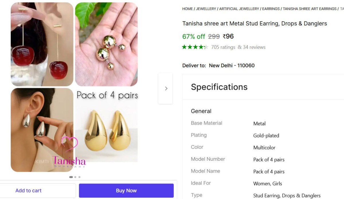 Pack Of 4 Korean Earrings 96 – Best Price in India