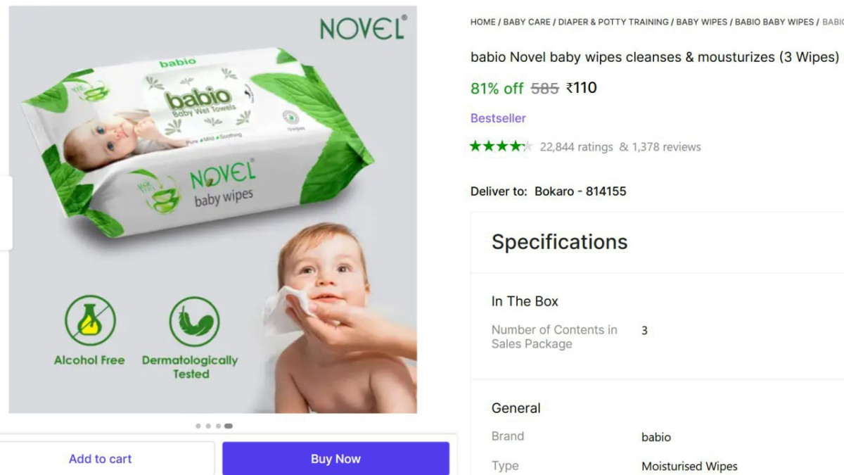 Baby Wipes (3 Pack X 72 Wipes) 110 – Best Price in India