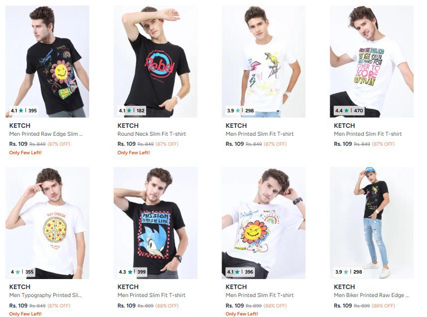Myntra Loot Ketch Clothing Starts 109 Women Men – Best Price in India