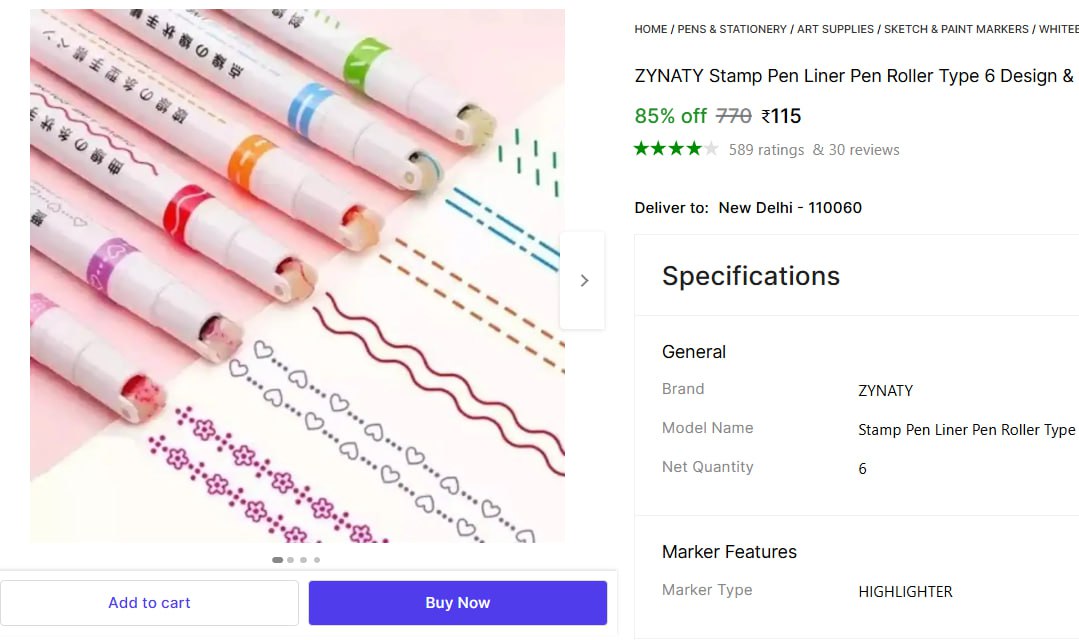Shopsy Steal Deals Under 500 Pack Of 6 Stamp Pen Liners 115 Analog Watch Fo
