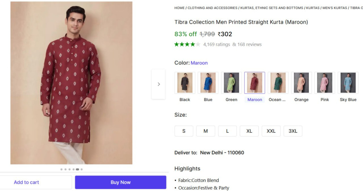 Men S Printed Straight Kurta At 302 8 Colors – Best Price in India
