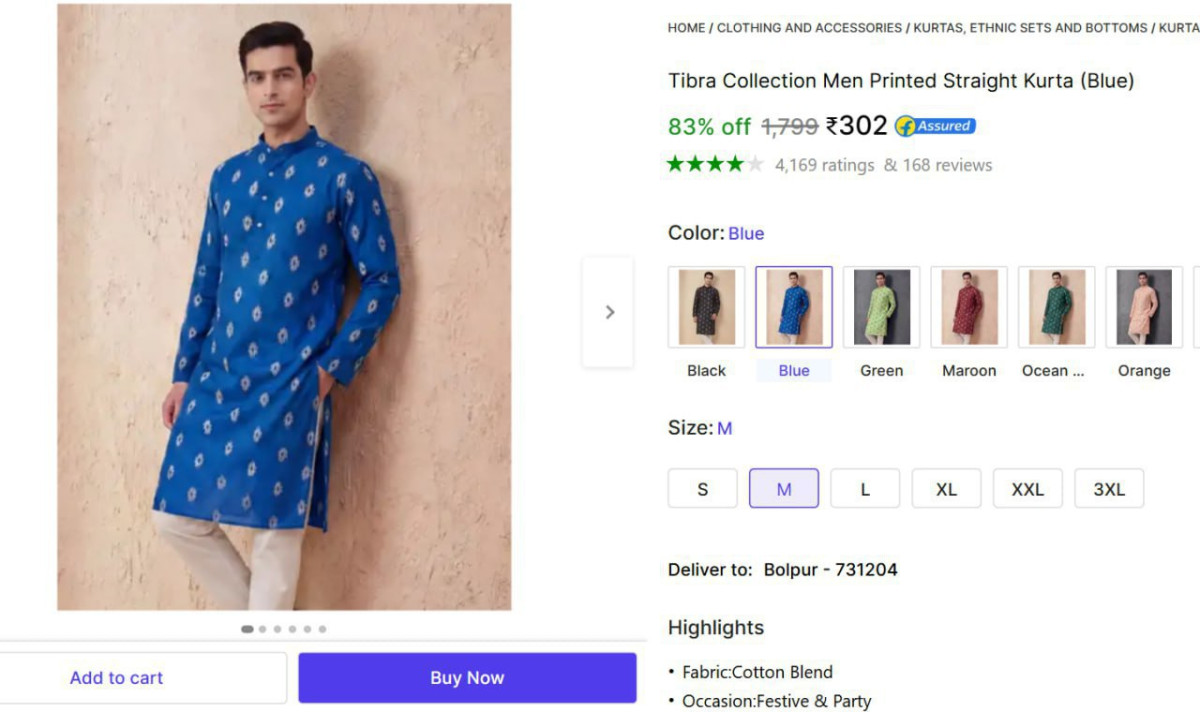 Men S Printed Straight Kurta At 302 8 Colors – Best Price in India