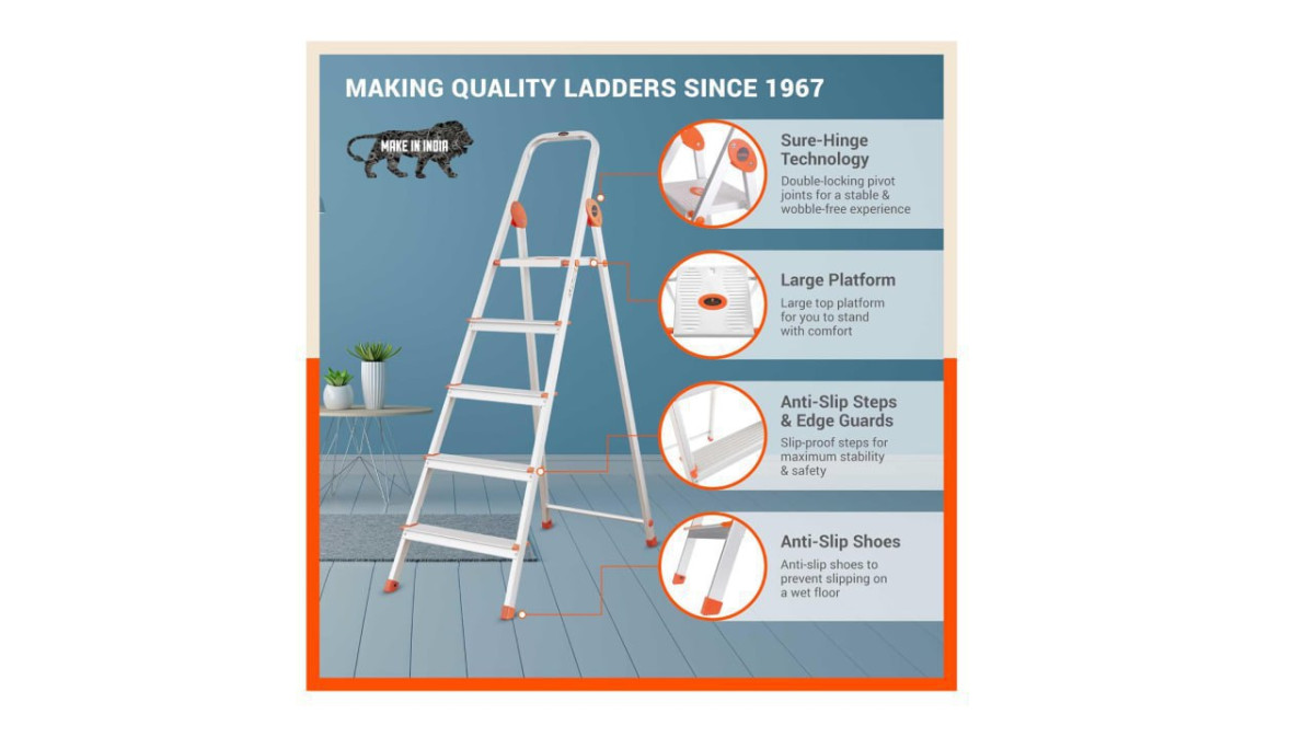 Amazon Bathla Safex 5-step Foldable Aluminium Ladder For Home Inr 3499 – Be