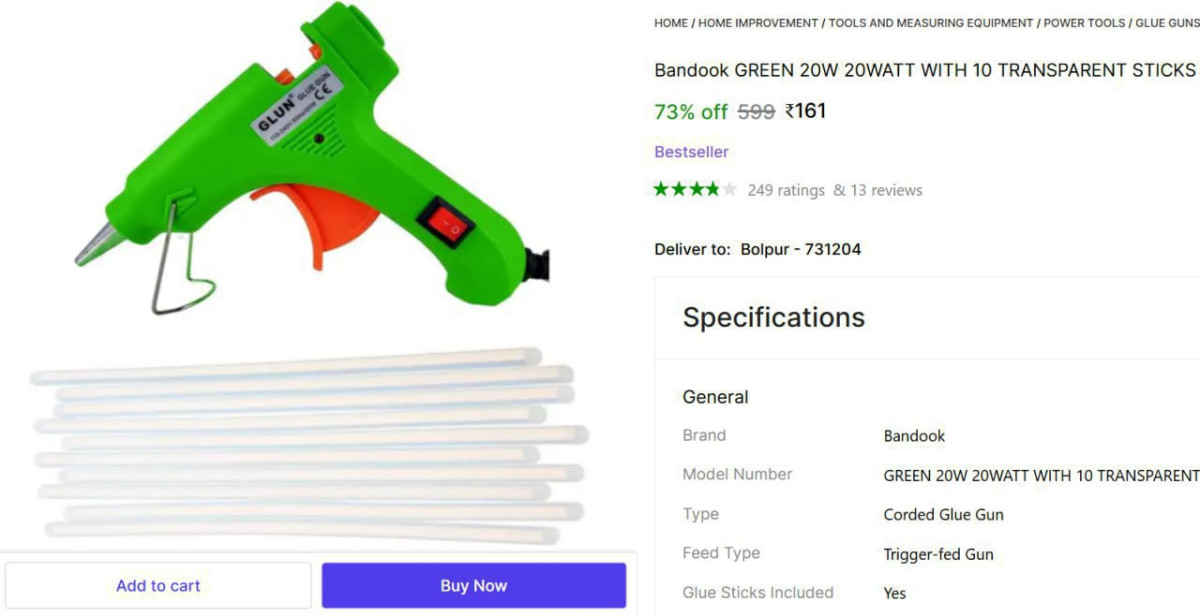 Glue Gun 10 Transparent Sticks 161 – Best Price in India
