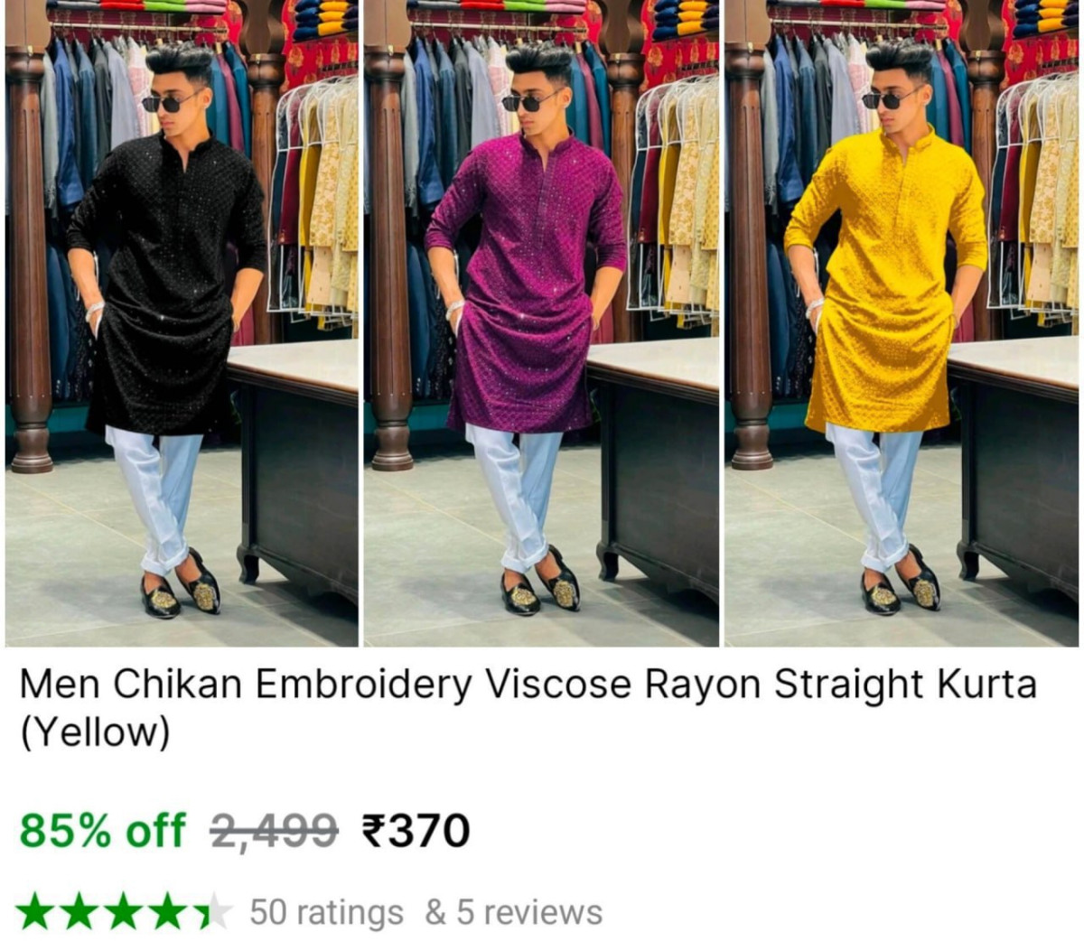 Men Embroidered Kurta At 370 – Best Price in India