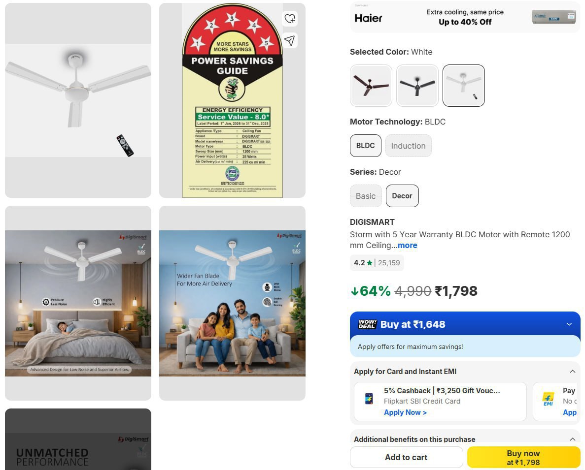 Bldc Ceiling Fans 3 Blade 1798 – Best Price in India
