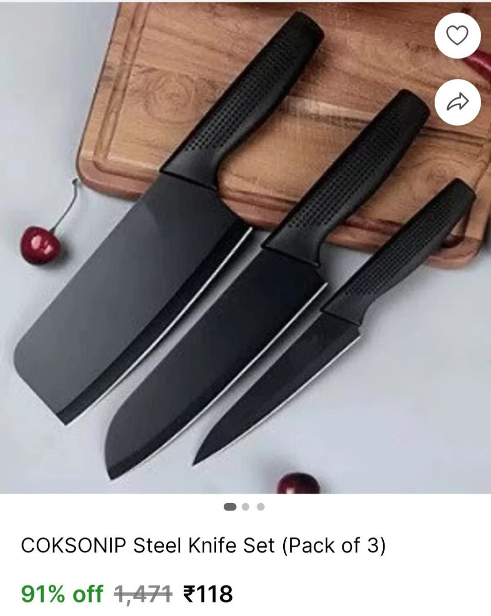 Steel Knife Set (pack Of 3) 118 – Best Price in India